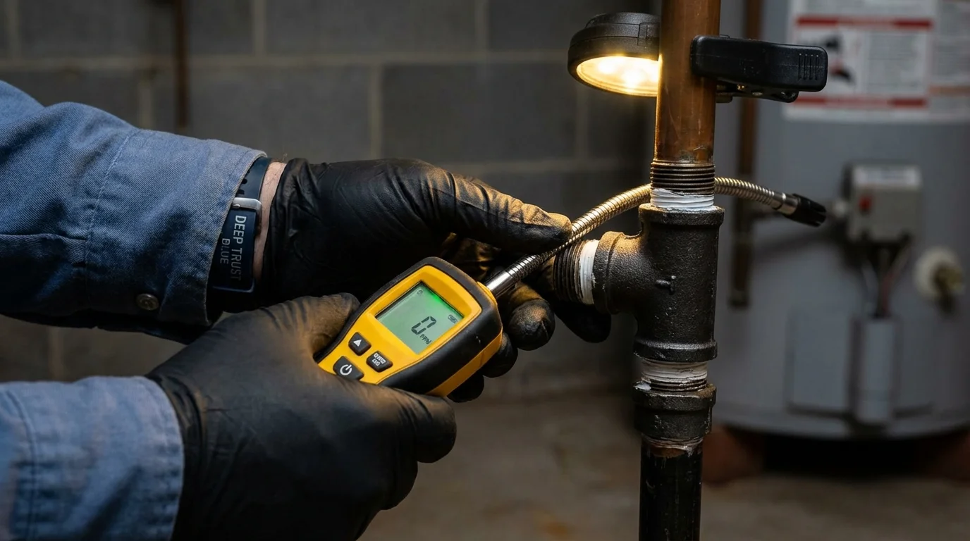 Gas leak detection with electronic sniffer by Johns Plumbing LLC in Blackshear