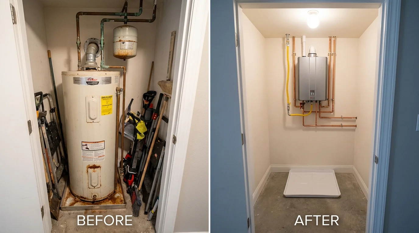 Tank water heater versus wall-mounted tankless unit comparison for Blackshear, GA homeowners