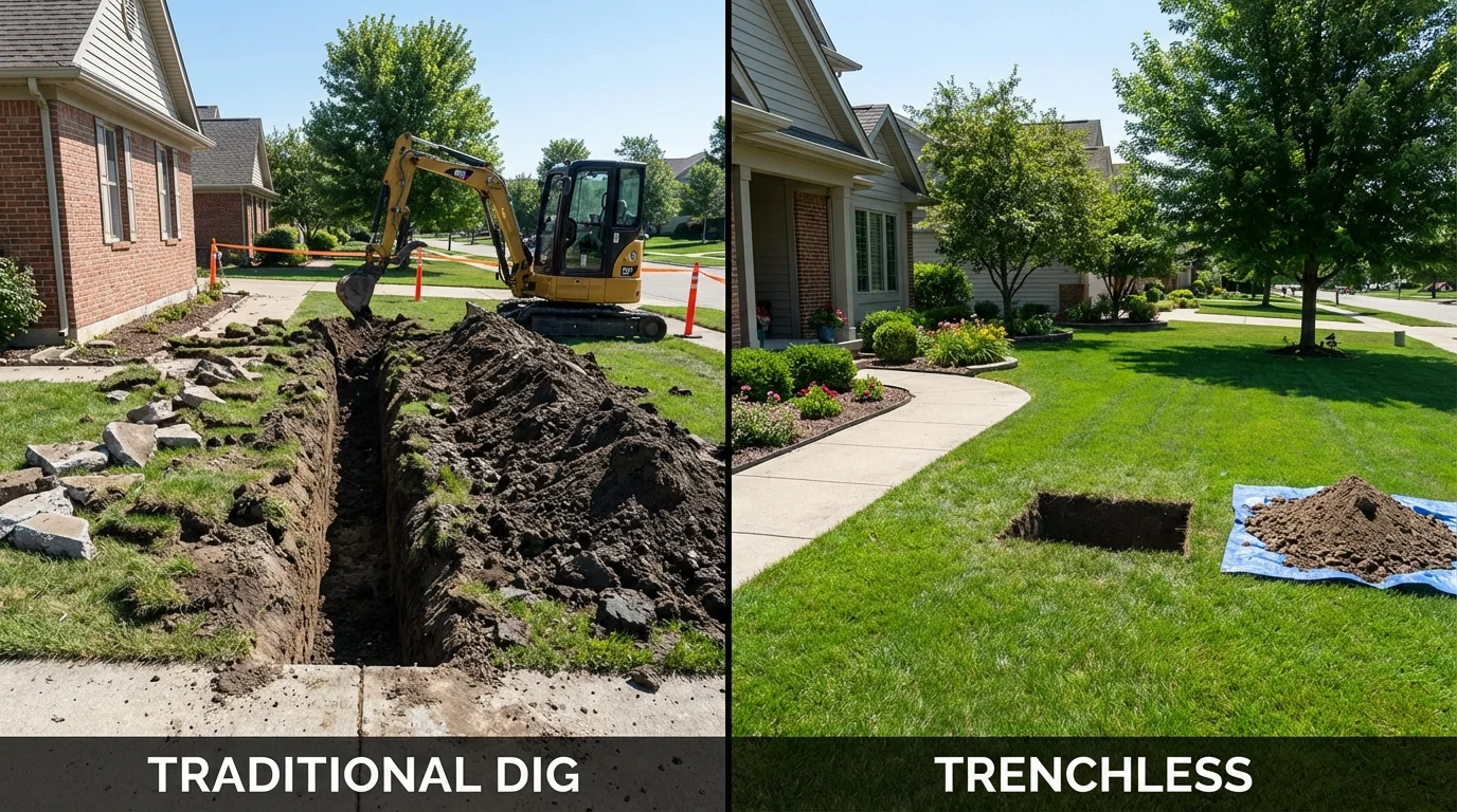 Trenchless sewer repair with minimal yard damage versus traditional excavation in Blackshear, GA